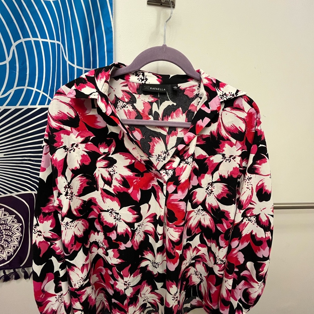 Rafaella Women's Floral Top - Pink and Black
